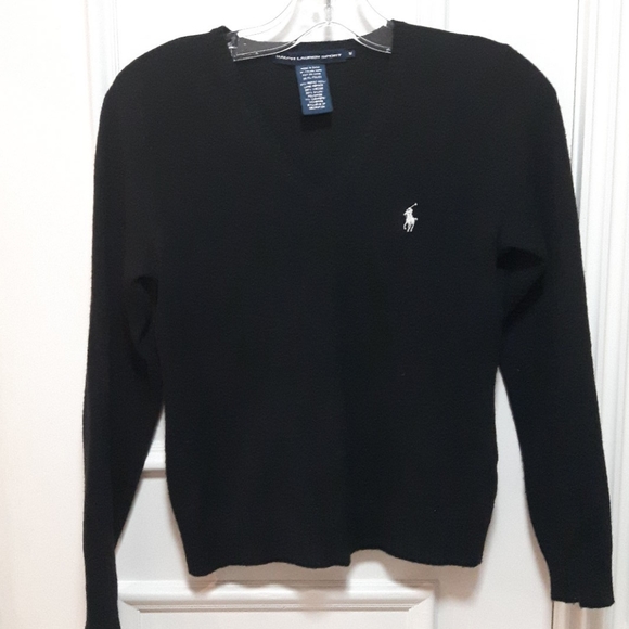 Ralph Lauren black sweater with white logo